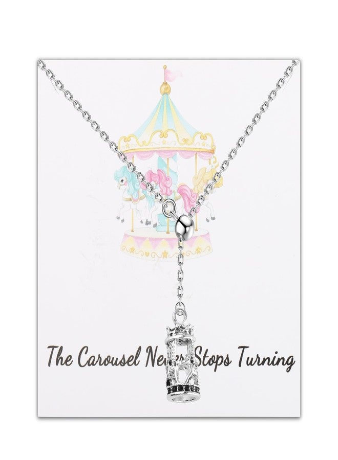 WUSUANED The Carousel Inspirational Necklace The Carousel Never Stops Turning Carousel Horse Jewelry Funny Inspirational Gift For Women - Image 1