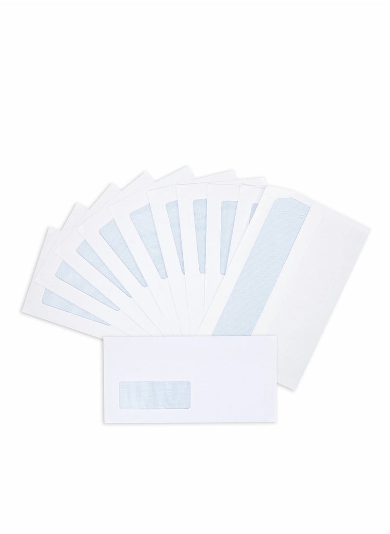 Y&D Security Tinted Self Seal Business Envelopes with Left Window, Peel And Closure 100 Pack, White  - Image 1