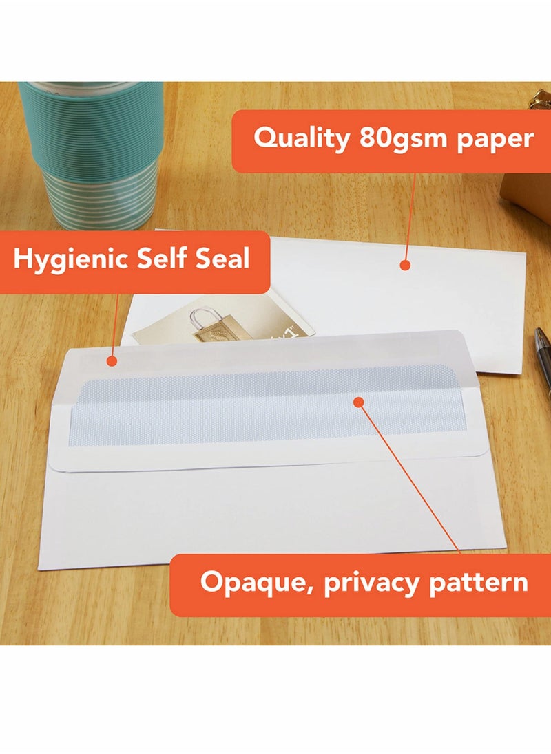 Y&D Security Tinted Self Seal Business Envelopes with Left Window, Peel And Closure 100 Pack, White  - Image 2
