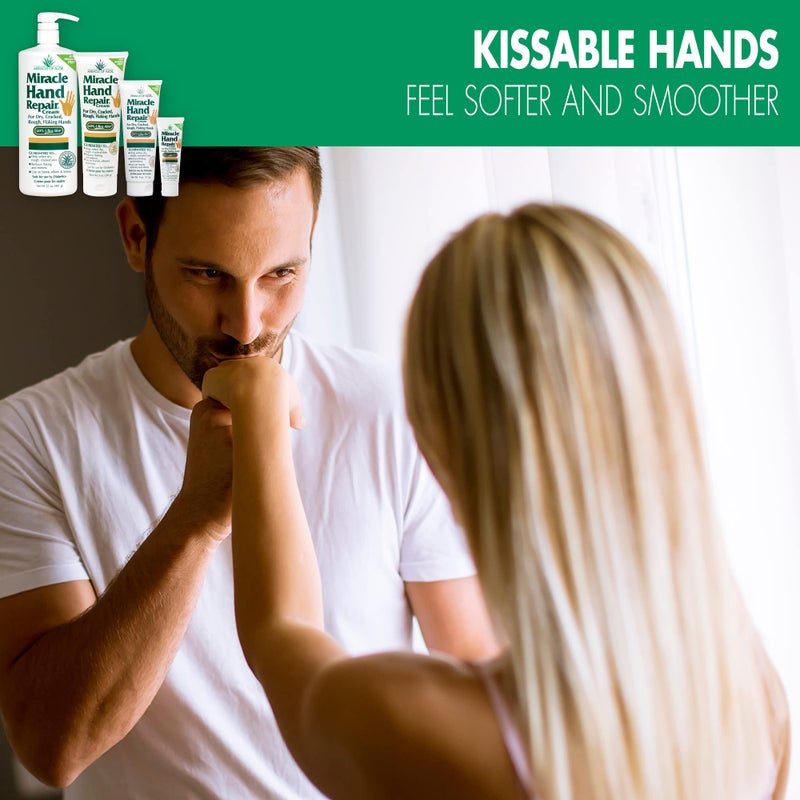 Miracle of Aloe Miracle Hand Repair Cream for Dry Cracked Hands 8 oz Best Healing Hand Cream with 60% Aloe Vera - Non-Greasy Moisturizer for Working Hands - Fast Absorbing Lotion for Extremely Dry Skin - Image 3