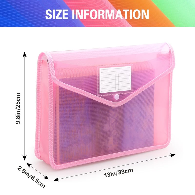 Tamaki Plastic Expanding File Folder, Transparent envelopes with Snap Closure, No Dividers, Large Capacity, Fit Letter/A4 Size (Pink) - Image 2