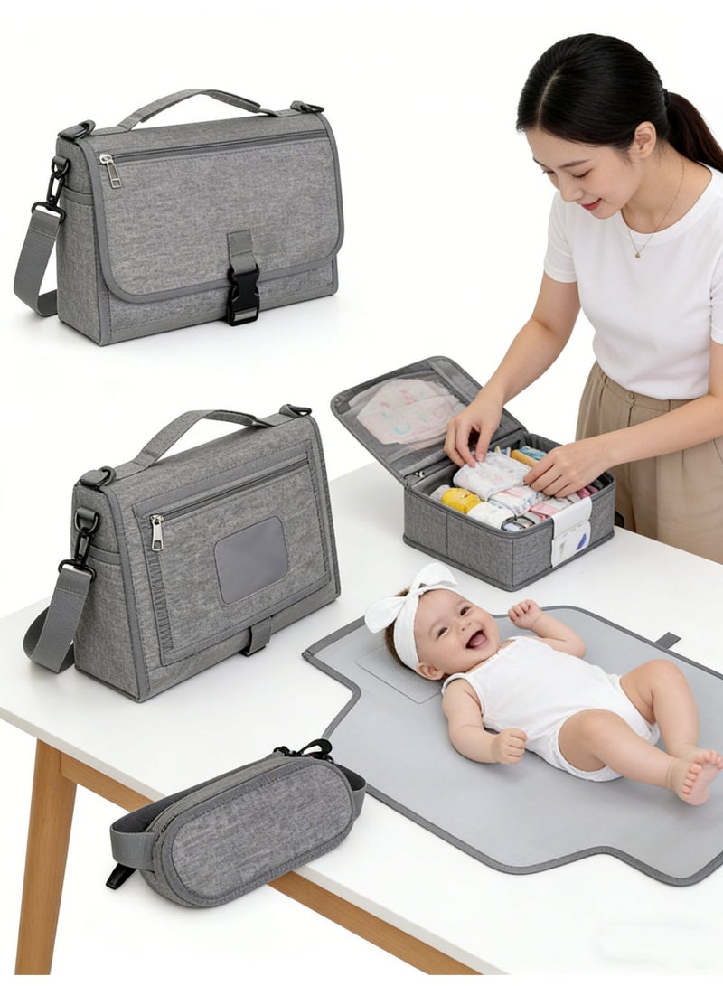 KYDTSYK Portable Nappy Changing Mats with Wipes Pocket Travel Baby Changing Pads with Head Cushion for Infants Waterproof Diaper Changing Pads Newborn Essentials - Image 1