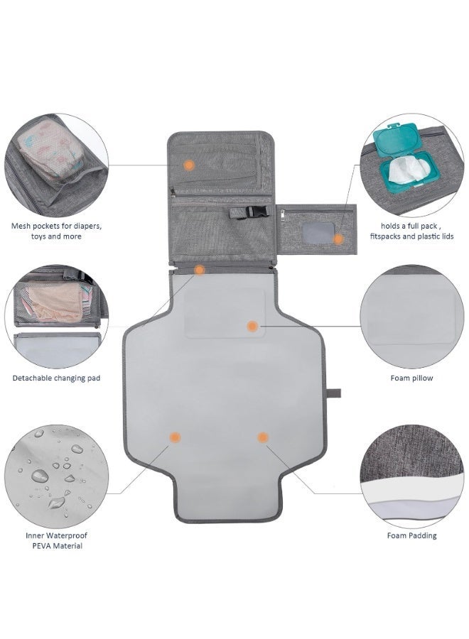 KYDTSYK Portable Nappy Changing Mats with Wipes Pocket Travel Baby Changing Pads with Head Cushion for Infants Waterproof Diaper Changing Pads Newborn Essentials - Image 4