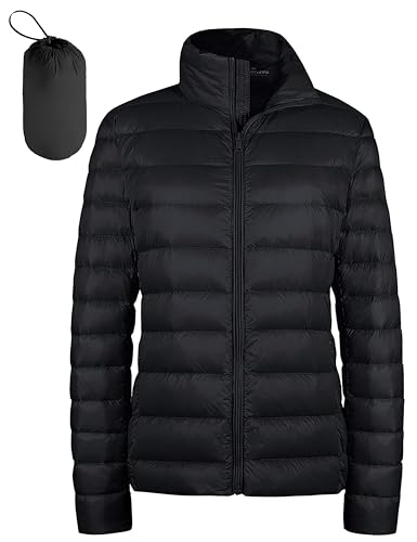 wantdo Women's Plus Size Puffer Jacket Packable Ultra Light Down Coat (Black, 2X-Large) - Image 1