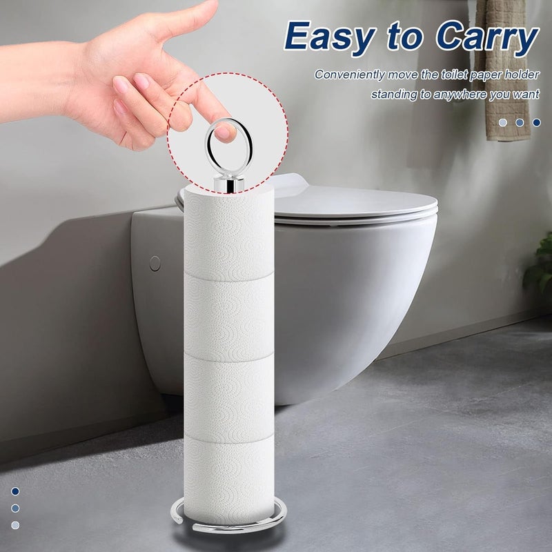 INDIDECOR INDIDECOR 31166 Bath Toilet Paper Holder Stand, Free Standing Tissue Paper Storage with Reserve, Space Toilet 4 Rolls Holder for Bathroom/Kitchen Countertop-All Metal (1 Pack, Chrome Finish) - Image 5