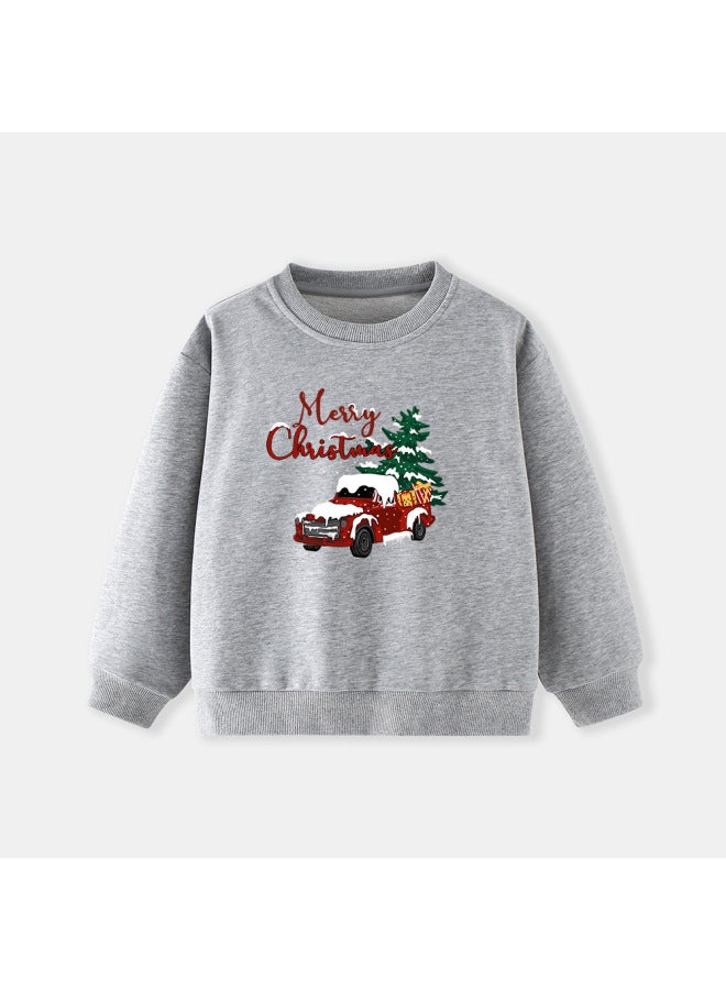 Little Bitty Children's Autumn Style Sweatshirt Knitted New Christmas Round Neck Long Sleeve Car Print Clothing - Image 1