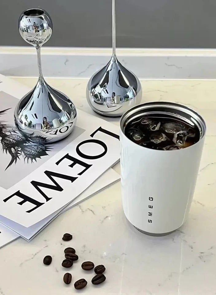 سميج كوب قهوة للسفر، كوب مشروبات معزول بسعة 350 مل مع غطاء مانع للتسرب، كوب قهوة يدوم طويلاً مع غطاء وقشة، كوب قهوة حراري - أبيض - Image 2