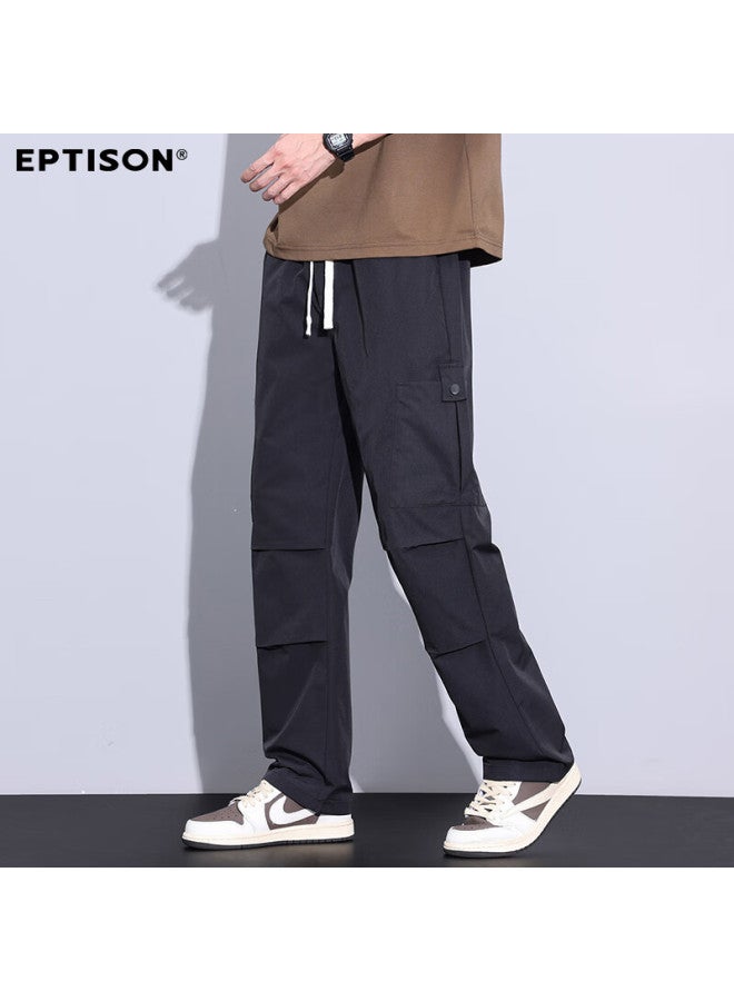 EPTISON Yipintiancheng Men's Casual Pants, Autumn Thin Style Trousers, Drawstring Straight-leg Sports Cargo Casual Pants For Me - Image 2