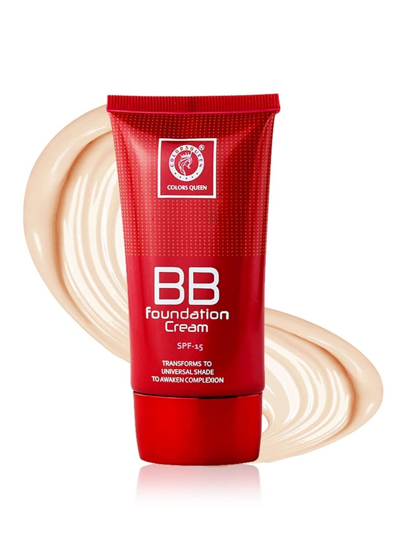 COLORS QUEEN BB Foundation Cream SPF15 30g Oil Free Medium Buildable Coverage Weightless Matte Finish Long Lasting Liquid Face Makeup, Golden Beige - Image 1
