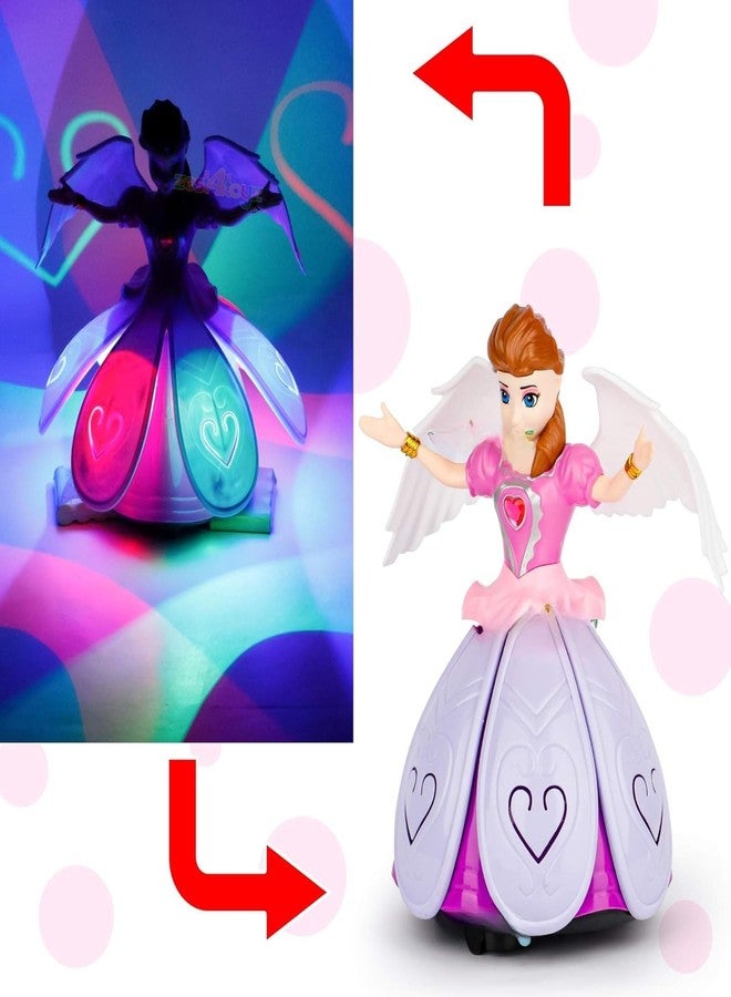 PCN TECHNOLOGY PCN Musical Dancing Girl Doll Activity Play Center Toy 360 Degree Rotating with Flashing Lights and Bump n Go Action Toys for Kids (Pack of 1) Pink Colour (C- Dancing Musical Princess) - Image 5