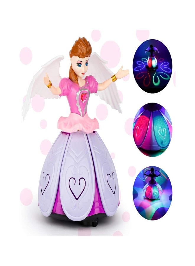 PCN TECHNOLOGY PCN Musical Dancing Girl Doll Activity Play Center Toy 360 Degree Rotating with Flashing Lights and Bump n Go Action Toys for Kids (Pack of 1) Pink Colour (C- Dancing Musical Princess) - Image 3
