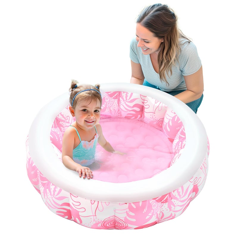 SLOOSH Inflatable Kiddie Pool for Kids 36x11 Swimming Pool with Soft Pad Floor for Kid Toddler Round Blow Up Baby Ball Play Pit Pools for Swim Party Portable Indoor Outdoor Water Toys Pink - Image 2