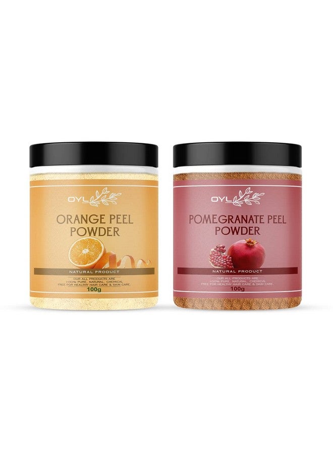 OY-L OYL Natural Orange Peel Powder & Pomegranate Peel Powder Combo Pack For Face Care, Skin Whitening, Hair Care & Hair Fall Control - 100g Each Pack Of 2 - Image 1