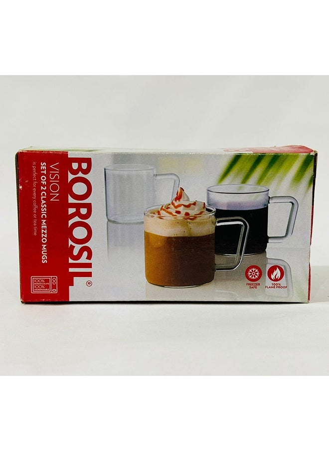 BOROSIL Classic  Mezzo Mugs Set Of 2 - 400Ml Clear - Image 3