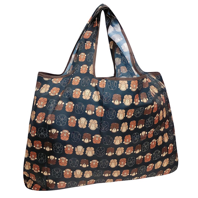 allydrew Large Foldable Tote Nylon Reusable Grocery Bags Monkey Business