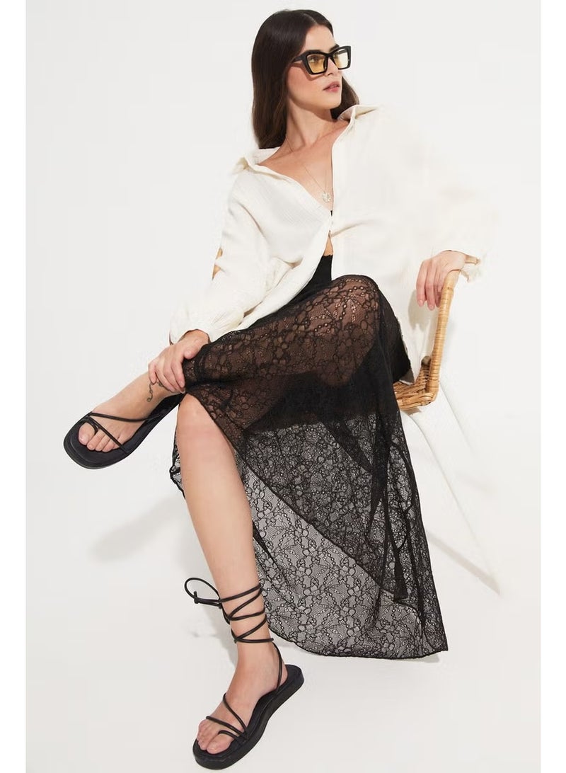 JUNE Women's Lace Detail Maxi Skirt - Image 1