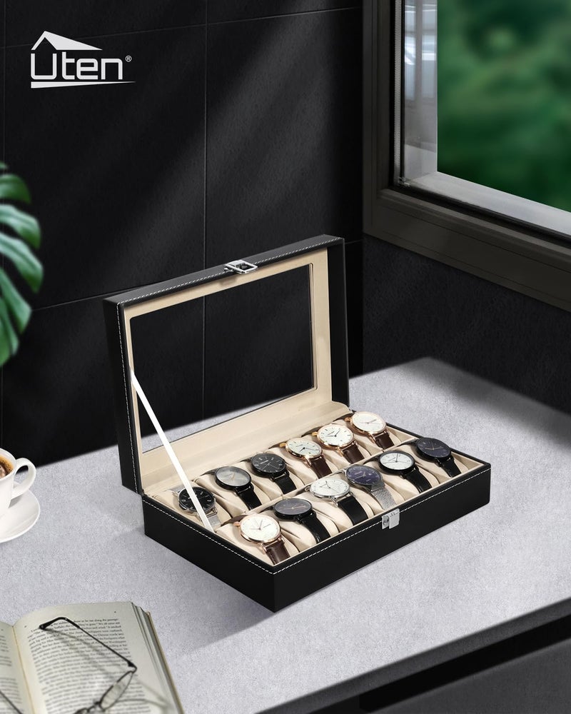 Uten 12 Watch Display Storage Box Jewelry Collection Case Organiser Holder - Image 2