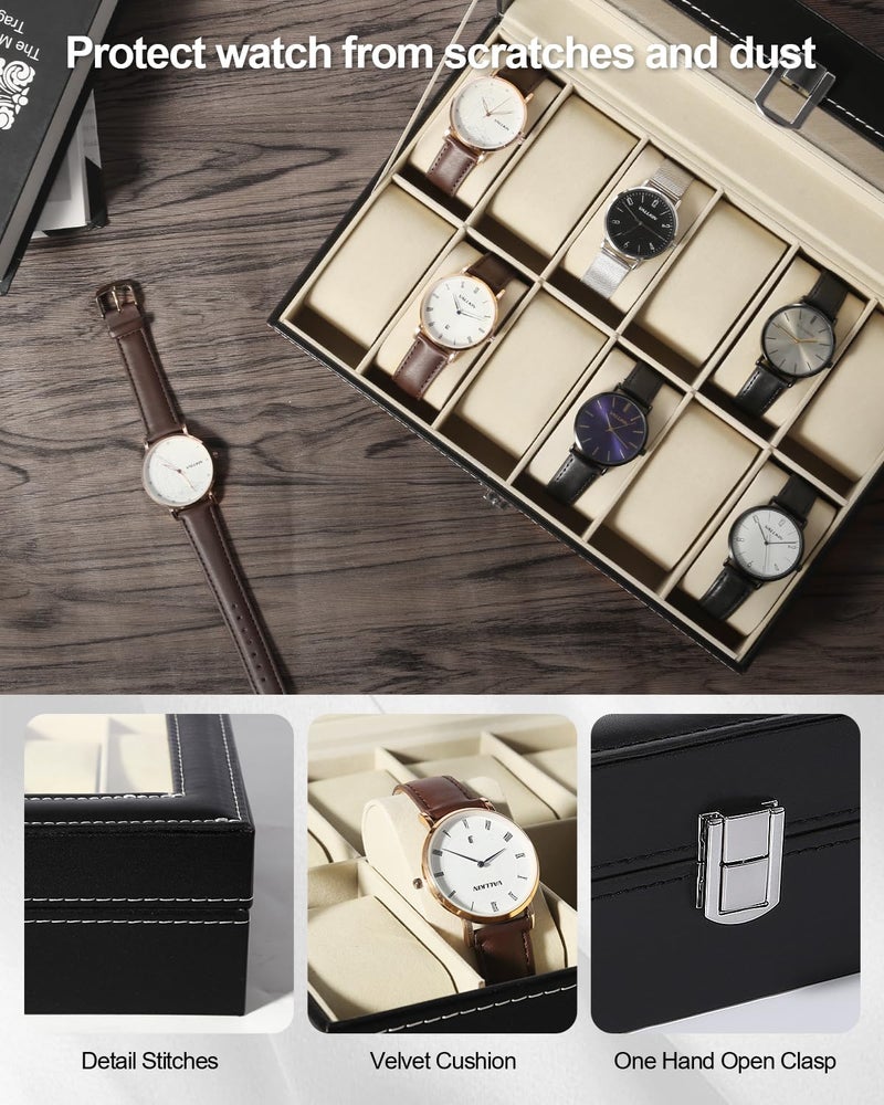 Uten 12 Watch Display Storage Box Jewelry Collection Case Organiser Holder - Image 3