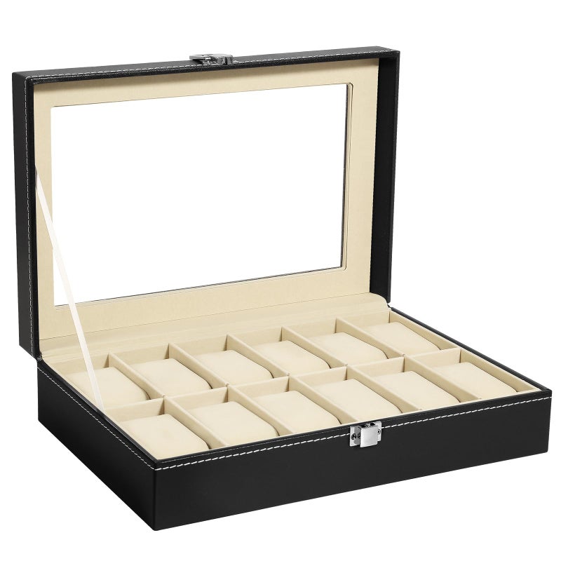 Uten 12 Watch Display Storage Box Jewelry Collection Case Organiser Holder - Image 1