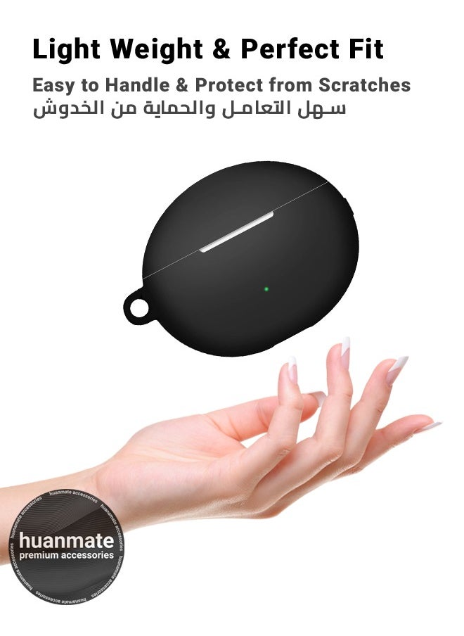 huanmate Huawei FreeBuds 6i Silicone Case Cover - Black - Made with Soft Silicone, Lightweight & Durable - Stylish Design, Accurate Cut-outs, Easy Installation & Removal  - Image 3