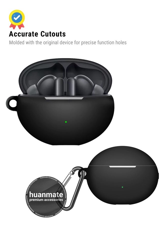 huanmate Huawei FreeBuds 6i Silicone Case Cover - Black - Made with Soft Silicone, Lightweight & Durable - Stylish Design, Accurate Cut-outs, Easy Installation & Removal  - Image 5