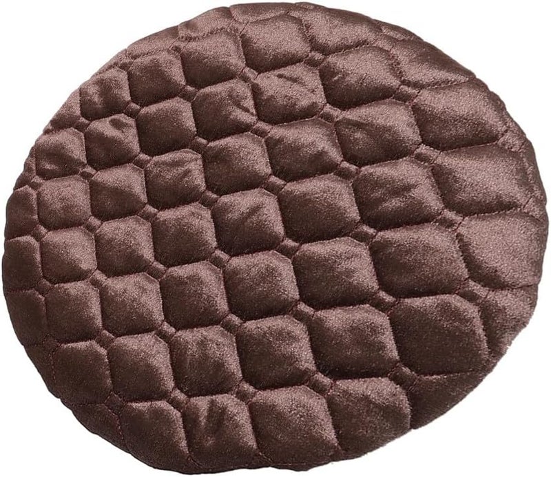 Elastic Round Stool Cover, Stretchy Chair Cushion Protector, Coffee Color Cotton Fabric Seat Slipcover for Home and Office Use - Image 1