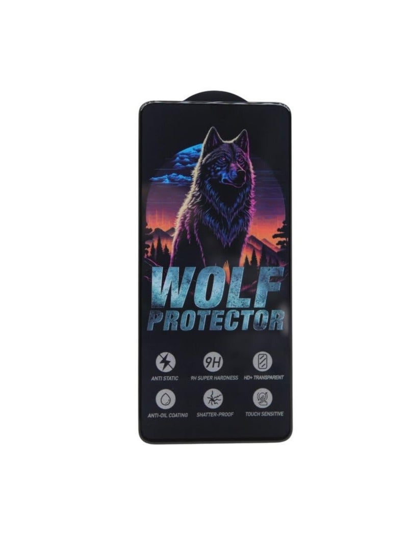 Wolf Protector Design Tempered Glass Screen Protector for Samsung Galaxy A52 - Clear & Black - Image 1