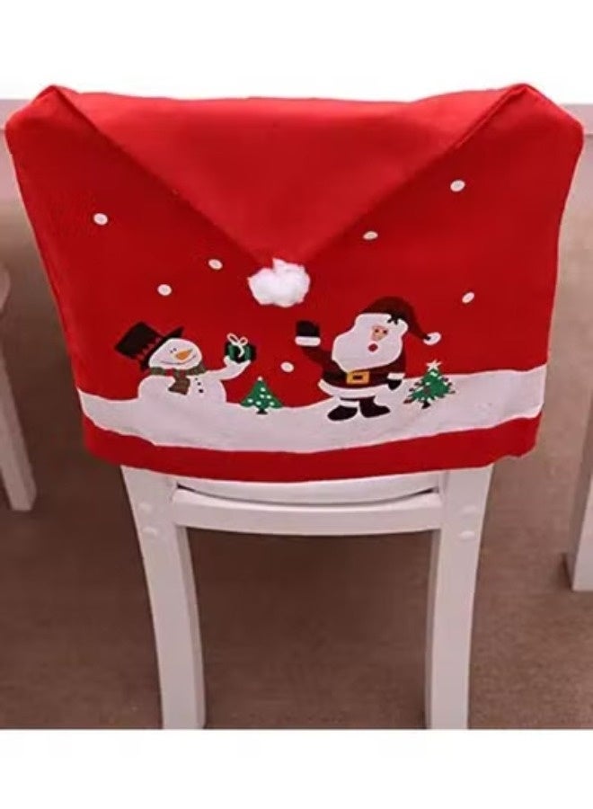 Santa Claus Cap Chair Cover, 4 PCS Christmas Chair Covers Decor Non Woven Snowman Red Hat Chair Back Cover for Kitchen Dining Room Chairs Christmas Xmas Holiday Party Festive Decorations Gifts - Image 3