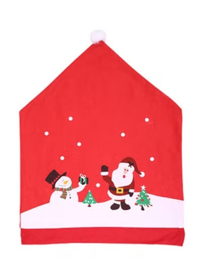 Santa Claus Cap Chair Cover, 4 PCS Christmas Chair Covers Decor Non Woven Snowman Red Hat Chair Back Cover for Kitchen Dining Room Chairs Christmas Xmas Holiday Party Festive Decorations Gifts - Image 2