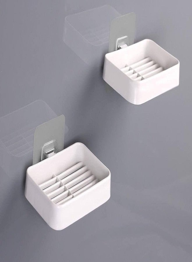 ELRINZA Soap Holder (Pack of 4) for Bathroom, Caddy Organizer Shelf Without Drilling, Wall Mounted Self Draining Soap Dish Hanging Waterproof Box Storage Rack with Adhesive Sticker (4) - Image 3