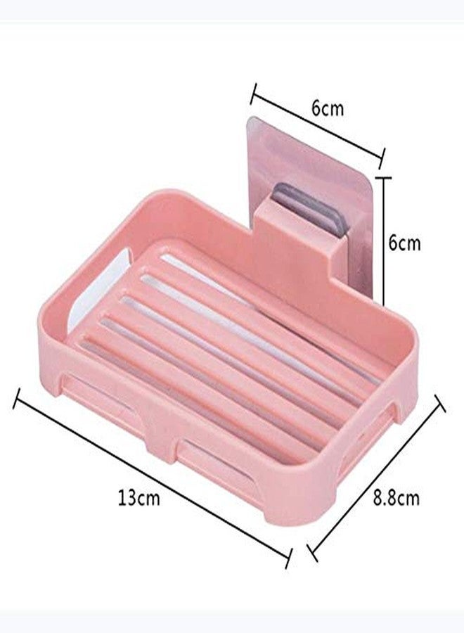 ELRINZA Soap Holder (Pack of 4) for Bathroom, Caddy Organizer Shelf Without Drilling, Wall Mounted Self Draining Soap Dish Hanging Waterproof Box Storage Rack with Adhesive Sticker (4) - Image 2