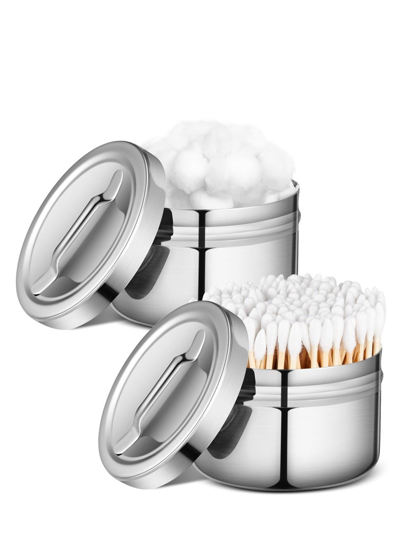 SYOSI Stainless Steel Ointment Jars, with Strap Handle Cover 7.5 oz, Capacity Gauze Holder, Stainless Steel Canisters with Lids for Medical Liquid Cotton Ball Dressing Hospital Home (2 Pcs) - Image 1