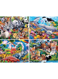 MasterPieces MasterPieces Kids 4-Pack Jigsaw Puzzle Set - World of Animals Collection - 100 Pieces Each - 8"x10"  - Image 1