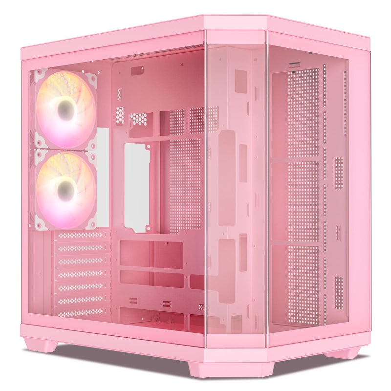 Vetroo CT3 ATX Mid-Tower Gaming Computer PC Case, Dual Chamber Panoramic Tempered Glass, Supports 360mm Radiator & 11 Fans, Up to 410mm GPU, Type-C Ready, High-Airflow for 50 Series GPUs - Pink - Image 1