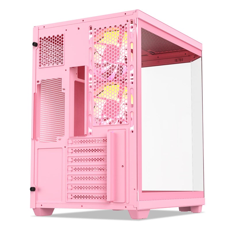 Vetroo CT3 ATX Mid-Tower Gaming Computer PC Case, Dual Chamber Panoramic Tempered Glass, Supports 360mm Radiator & 11 Fans, Up to 410mm GPU, Type-C Ready, High-Airflow for 50 Series GPUs - Pink - Image 5