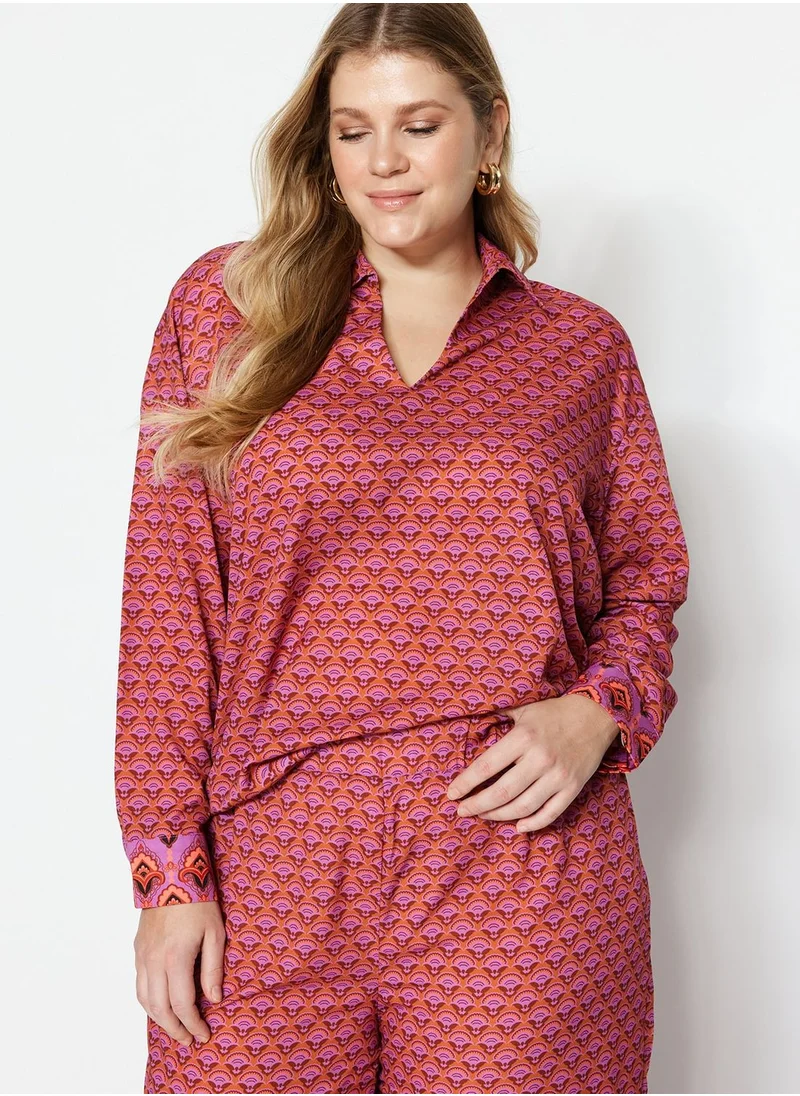 Trendyol Curve Polo Neck Printed Top