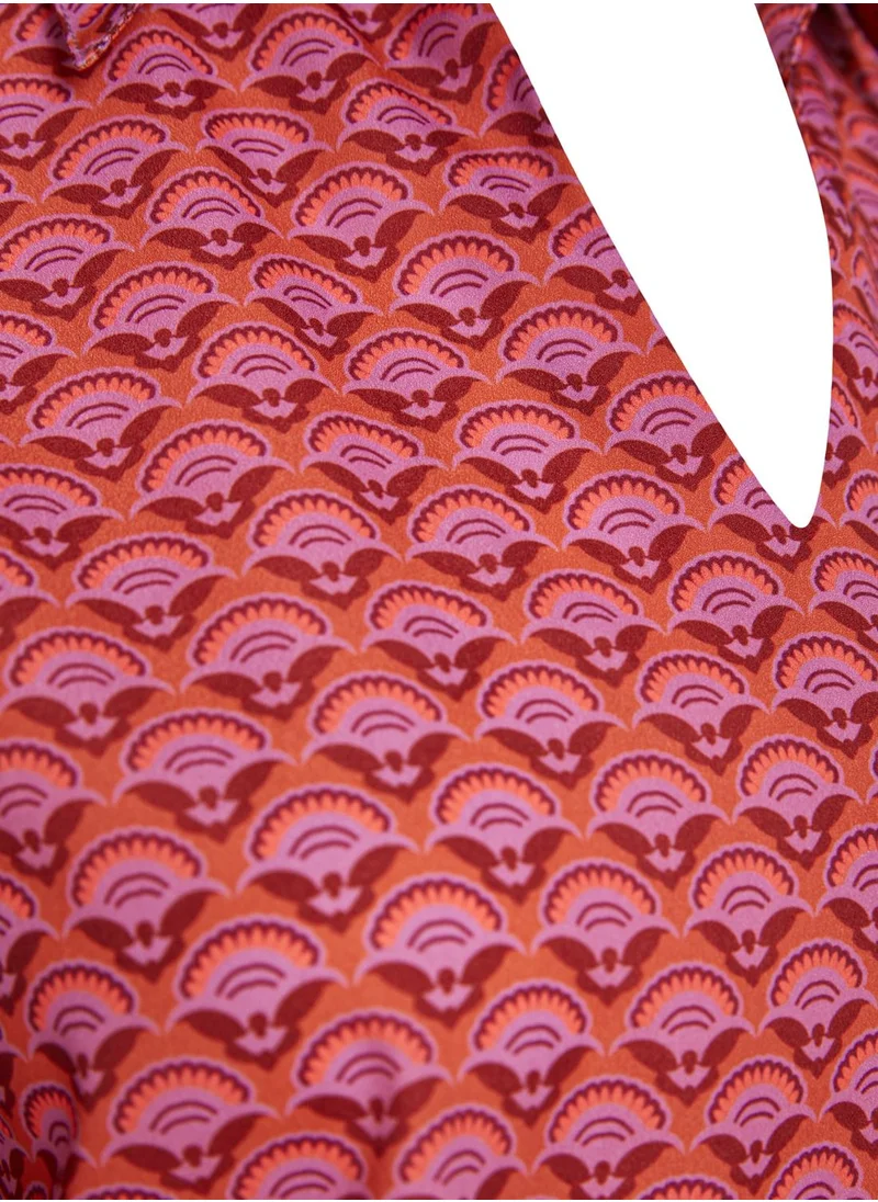 Trendyol Curve Polo Neck Printed Top