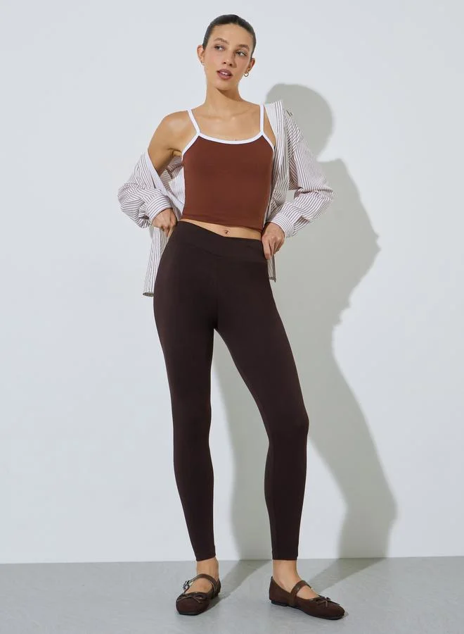Styli Pack of 2 - Black and Brown Solid Skinny Leggings