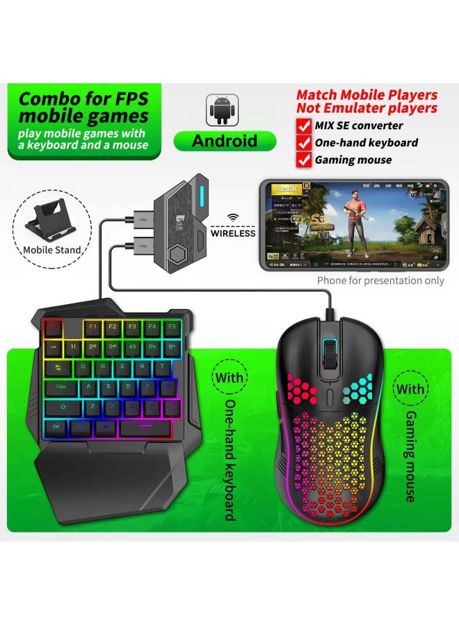 Jia Ying Mobile Phone Game Handle Keyboard Mouse Converter Throne Suit Android Chicken Eating Artifact Auxiliary Peripherals-Product Color:Mix Se Mobile Game Keyboard And Mouse Set 3 【mix Se Converter + G7 Keyboard + Gm86 Hole
