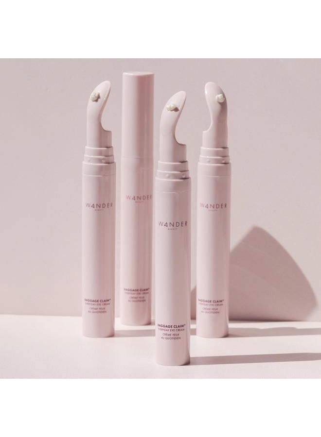 Wander Beauty Baggage Claim Everyday Eye Cream - Eye Serum for Dark Circles, Under-Eye Bags & Fine Lines - Hydrating Eye Cream with Hyaluronic Acid + Vitamin C Brightens, Tightens & Lifts - 0.5 oz - Image 2