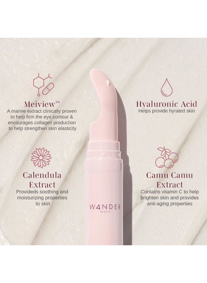 Wander Beauty Baggage Claim Everyday Eye Cream - Eye Serum for Dark Circles, Under-Eye Bags & Fine Lines - Hydrating Eye Cream with Hyaluronic Acid + Vitamin C Brightens, Tightens & Lifts - 0.5 oz - Image 3
