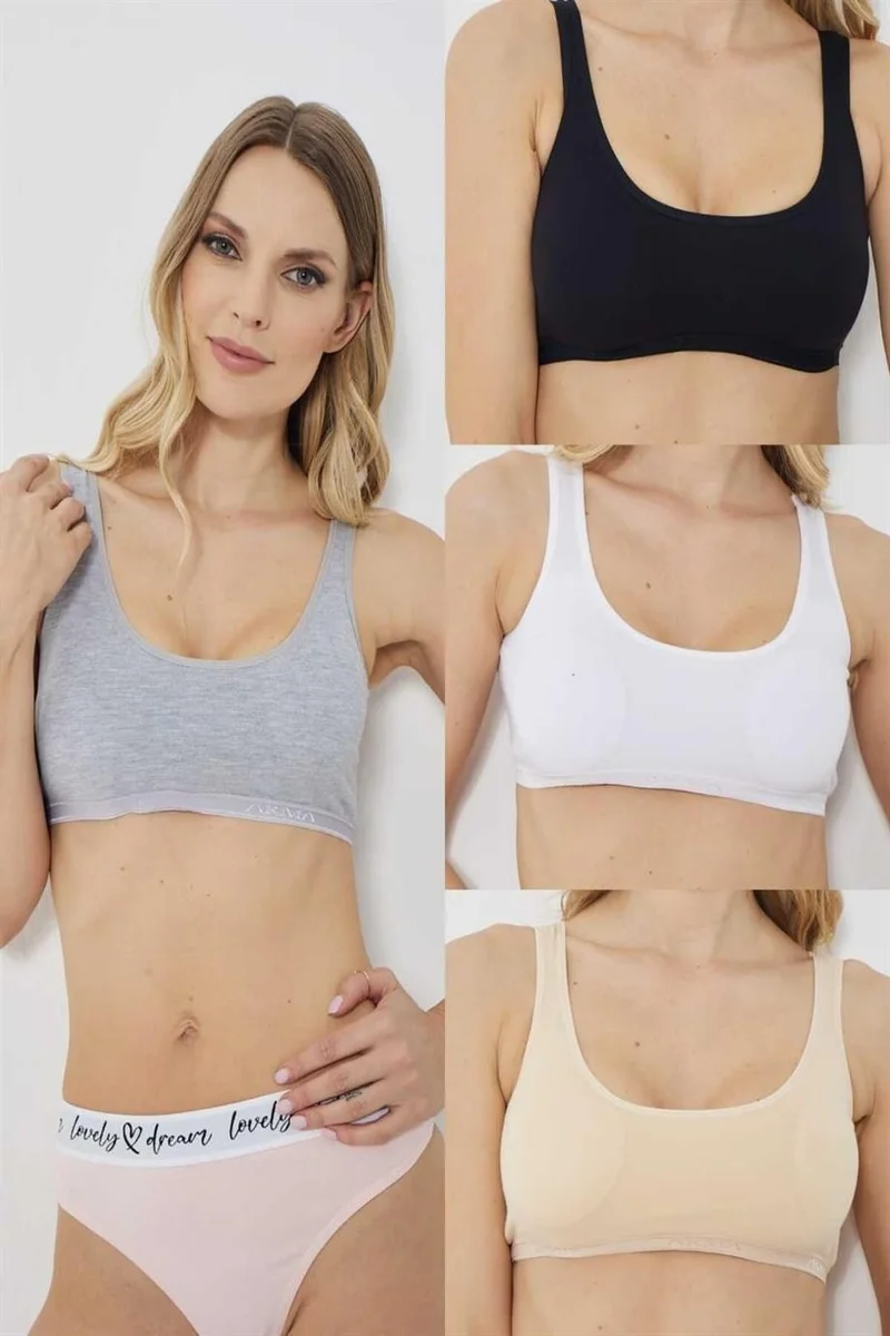 Arma Yıldız Women's Padded Half Undershirt Thick Strap 4-Pack Colorful