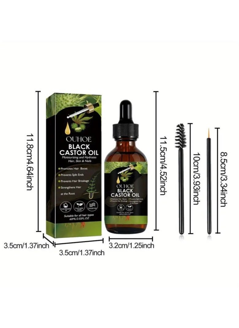 OUHOE - 60ml Luxurious Black Castor Oil Hair Serum - Nourishes, Revitalizes, and Protects All Hair Types for Silky Smooth Locks - Essential Hair Care for Healthy Hair Growth and Beauty - Image 1