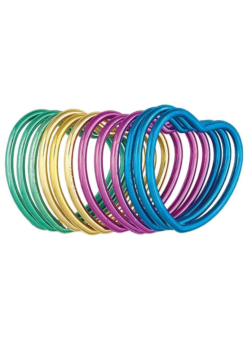 يونيك أساور أطفال على شكل قلب من البلاستيك متعدد الألوان 5.5 سم، عبوة من 12 قطعة - Image 1