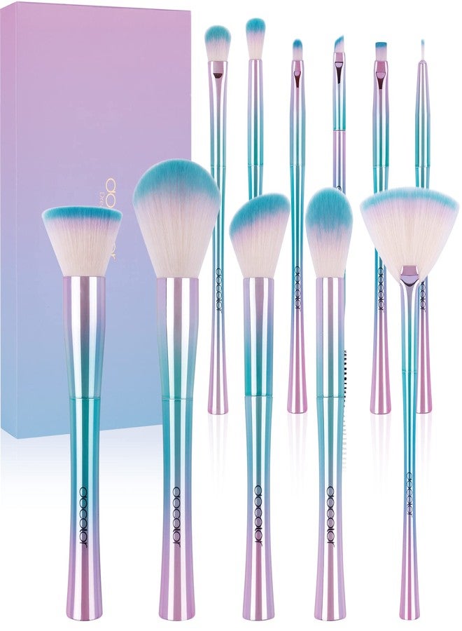 دوكولر مجموعة فرش مكياج دوكولور، 11 قطعة، مجموعة فرش مكياج خيالية: كريم أساس، بودرة، كونتور، ظلال عيون، حواجب، فرشاة مروحية. - Image 1