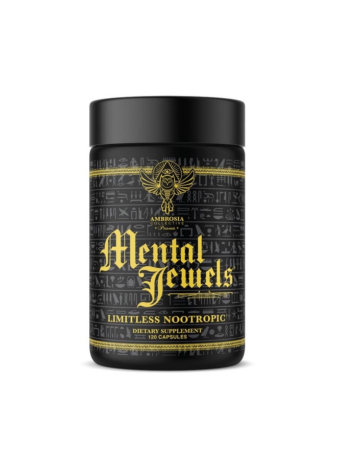 Ambrosia - Mental Jewels (Capsules) Cognitive Enhancer ; Increase Memory Communication Skills Concentration & Focus ; Alpha Gpc Choline Bacognize ; 120 Veggie Capsules (30 Day Supply) - Image 1
