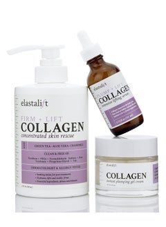 Elastalift Collagen Body Cream  Collagen Facial Lotion  Booster Serum Multi Lift Moisturizer 3PC Skin Care Set Anti Aging Collagen Plumps Firms  Smooths Fine Lines Sagging Skin  Wrinkles