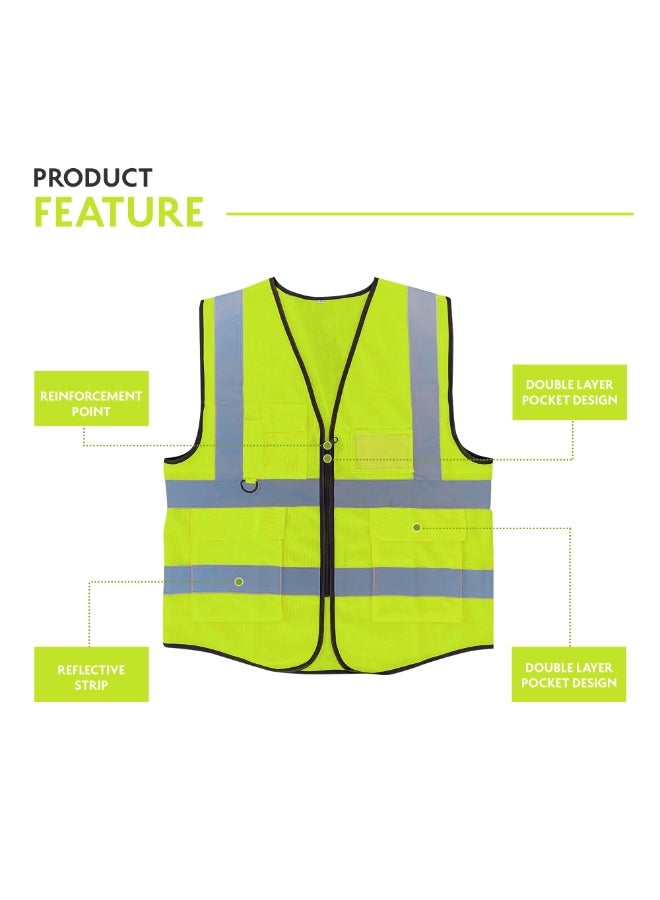DXB GADGETS Pack of 6 High Visibility Multi Use Vest Safety and Utility Bright Yellow  - Image 2