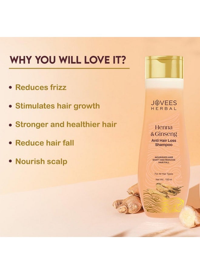 Jovees - Herbal Henna & Ginseng Anti Hair Loss Shampoo | For Hair Growth & Hair Fall Control With Henna, Ginseng & Amla Extract | For All Hair Type 300Ml - Image 1