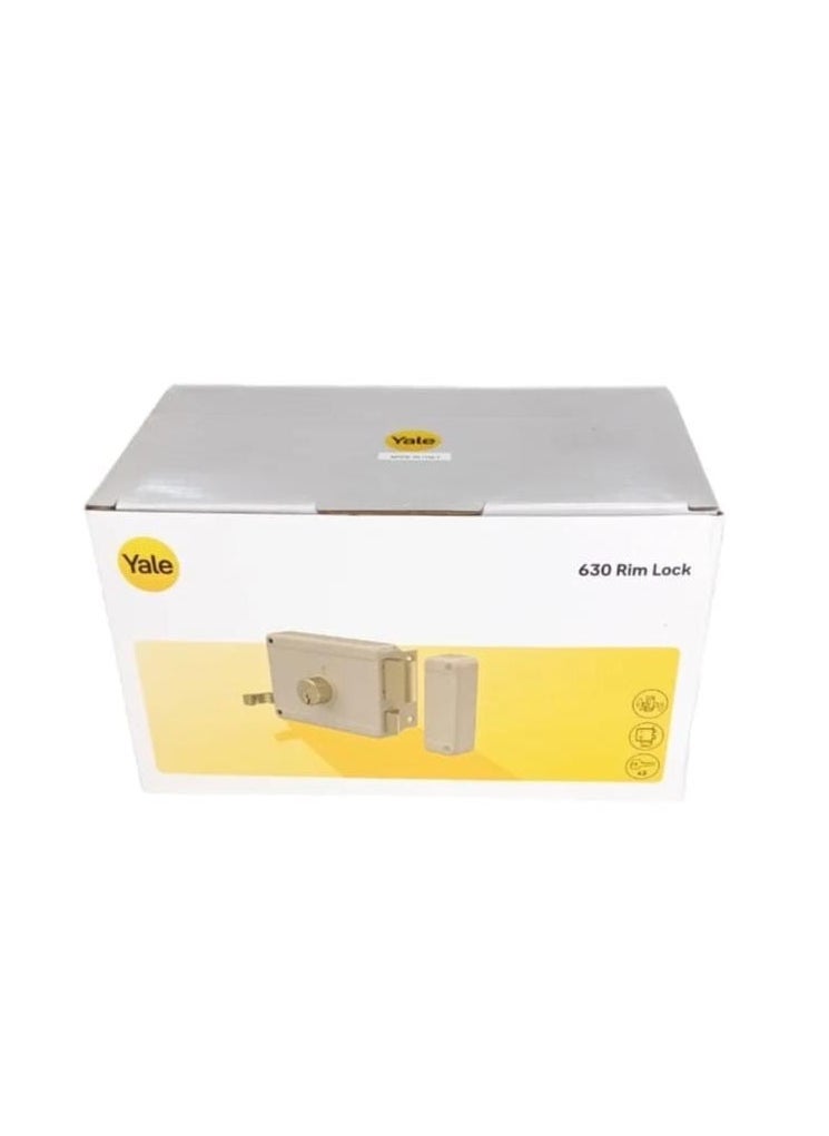 Yale "Yale Rim Lock with Brass Cylinder – Key & Lever Operated Latch, Steel Finish, Right-Handed Door Lock – Durable & Secure"  - Image 1